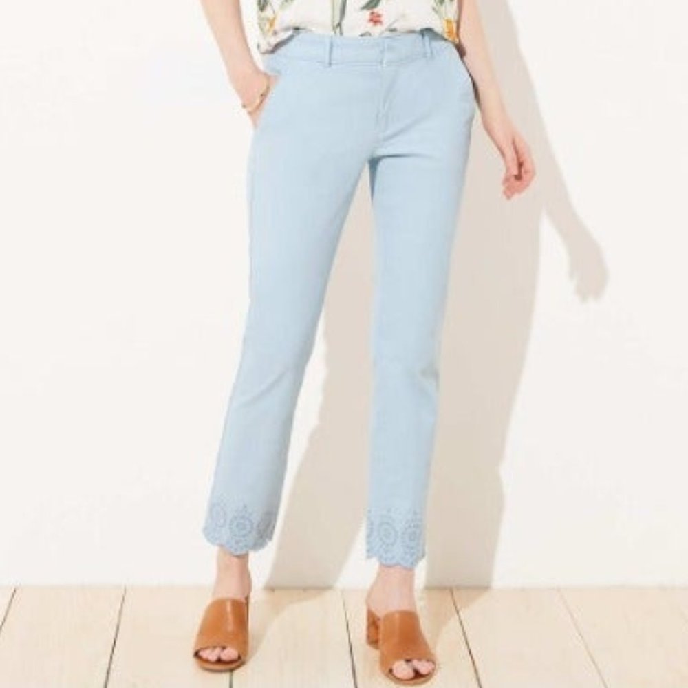 LOFT Light Blue Girlfriend Chinos PETITE
